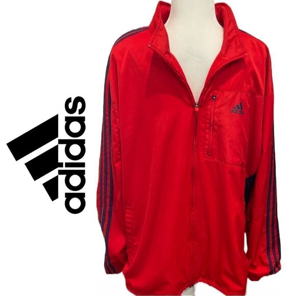 Adidas Men’s Big & Tall Red and Navy Blue Zip Jacket - Size 2XL - Picture 1 of 2